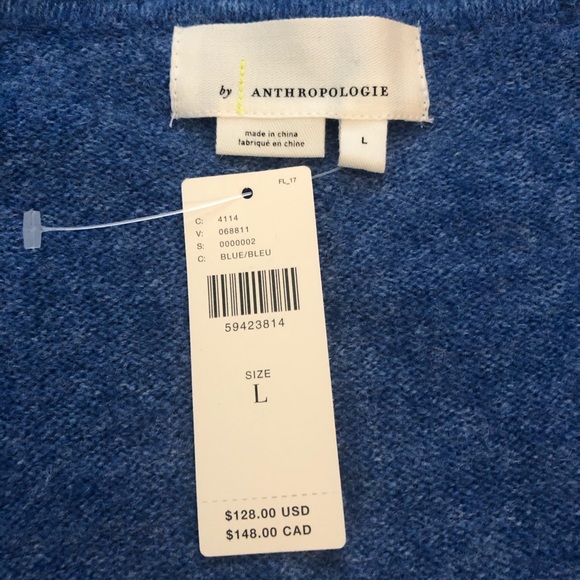 Anthropologie Blue Cardigan Sweater, Size Large - Picture 2 of 13